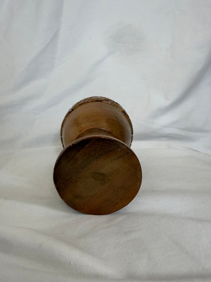 Carved Wood Goblet with Floral Band