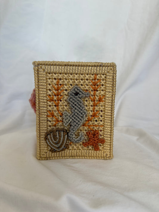 Handmade Needlepoint Seashell Tissue Box Cover