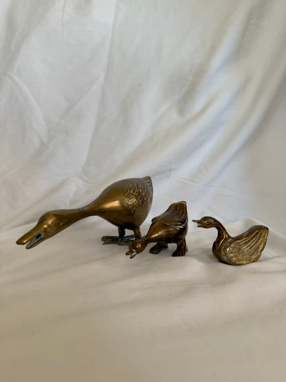 Small Solid Brass Standing Duck