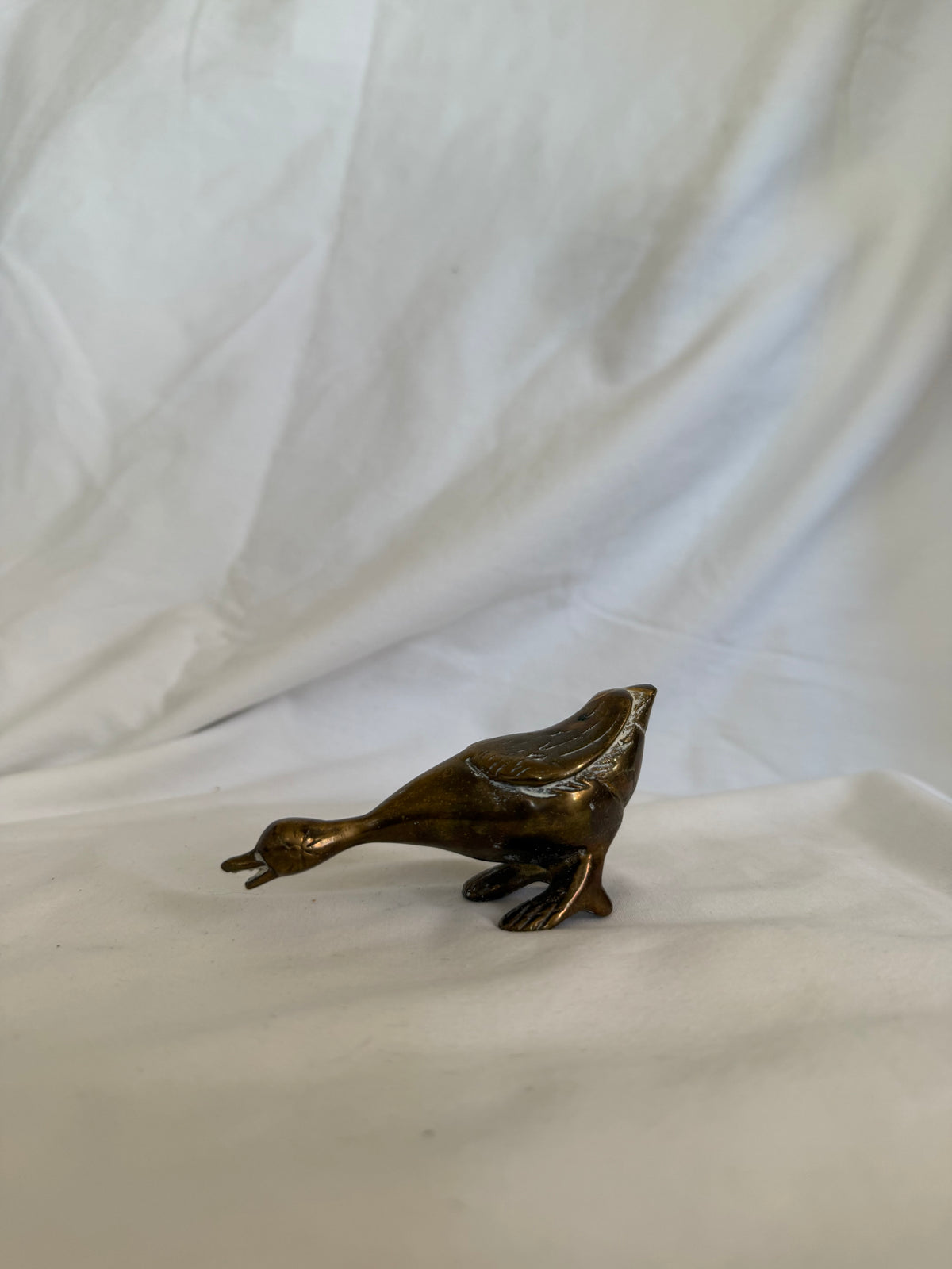 Small Solid Brass Standing Duck