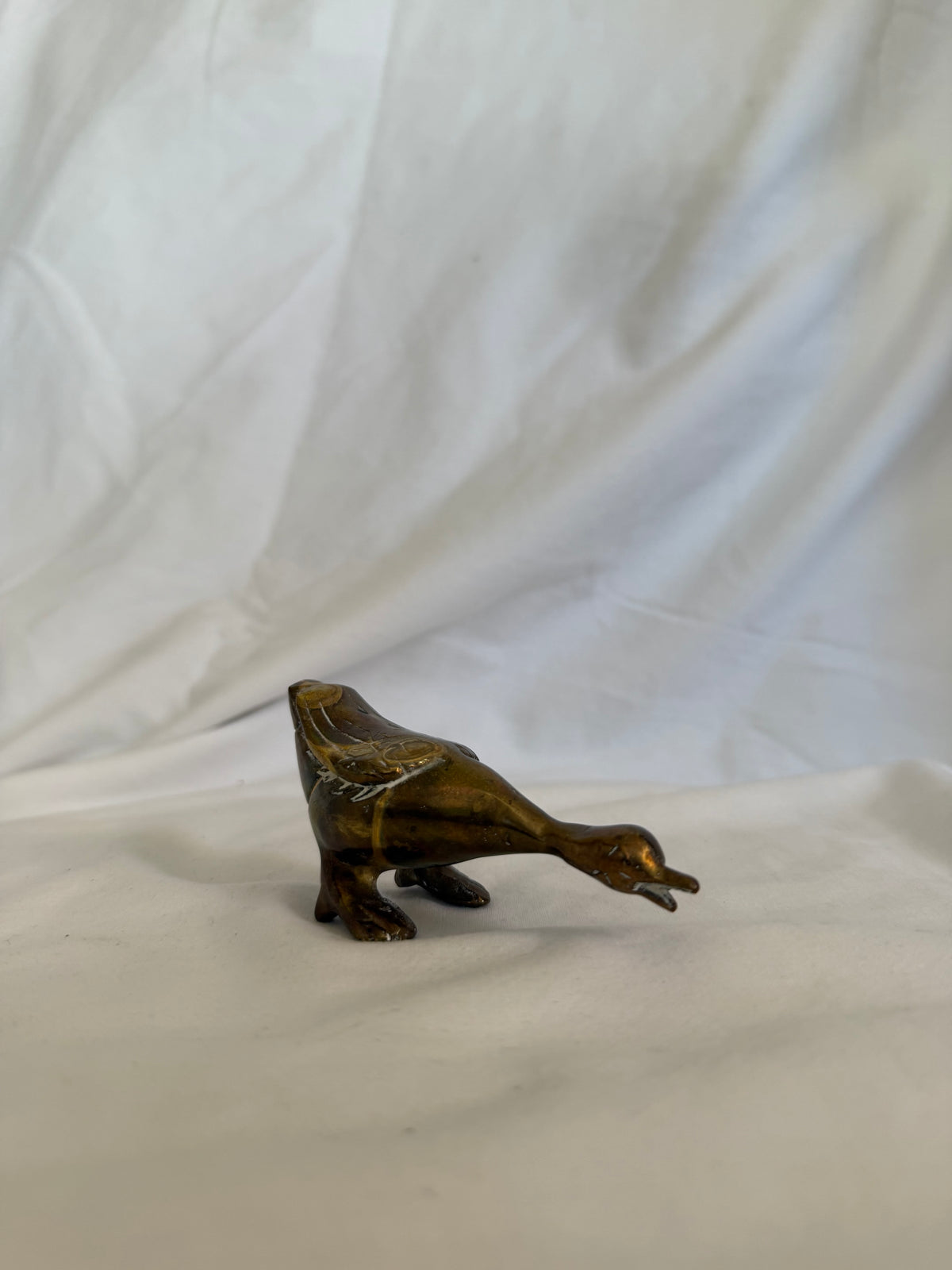 Small Solid Brass Standing Duck