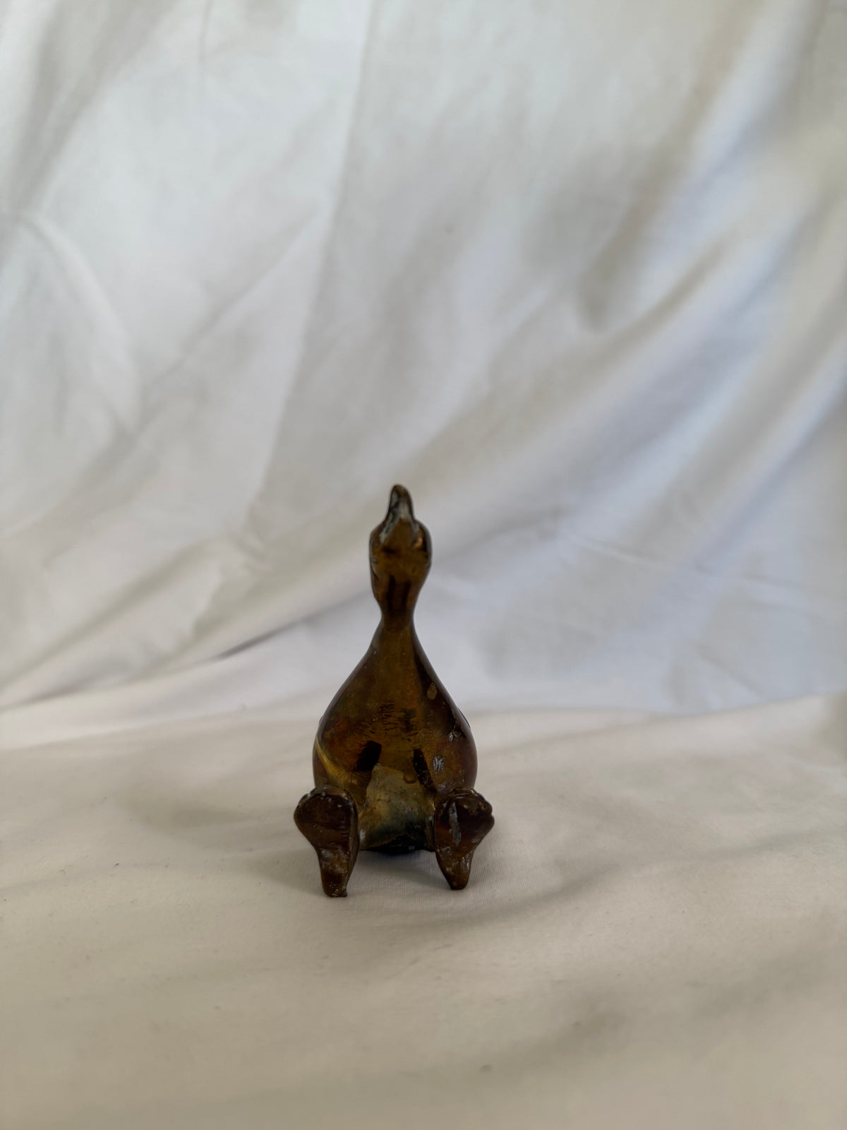 Small Solid Brass Standing Duck