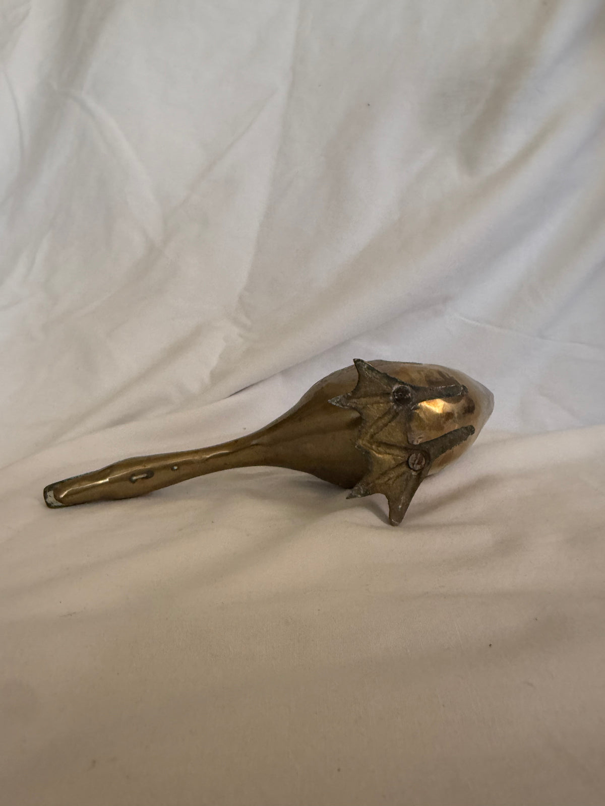 Large Solid Brass Goose, Head Down