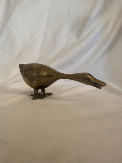 Large Solid Brass Goose, Head Down