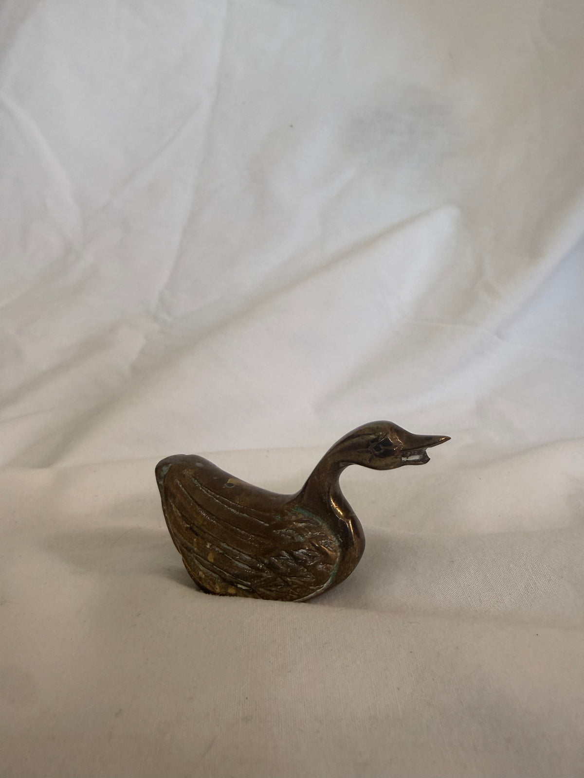 Small Solid Brass Swimming Duck
