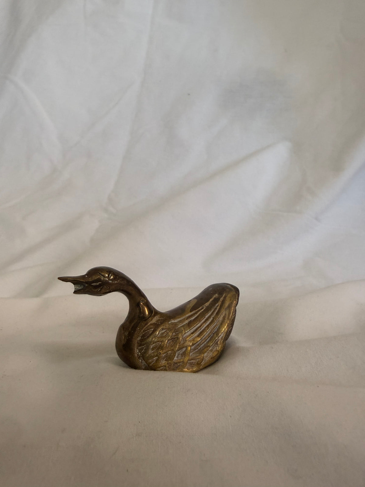 Small Solid Brass Swimming Duck