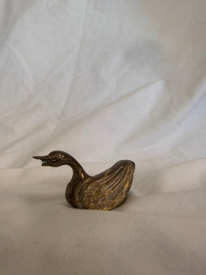 Small Solid Brass Swimming Duck