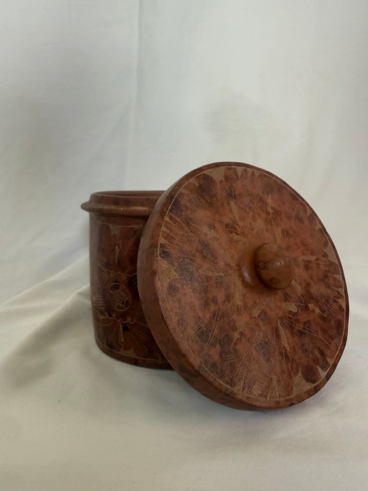 Pier 1 Hand-Etched Soapstone Lidded Container