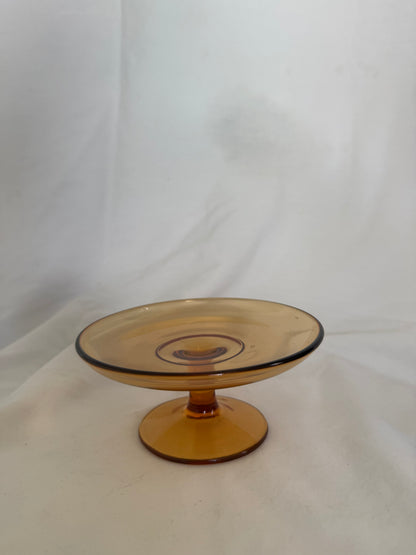 Amber Glass Mini Pedestal Stand