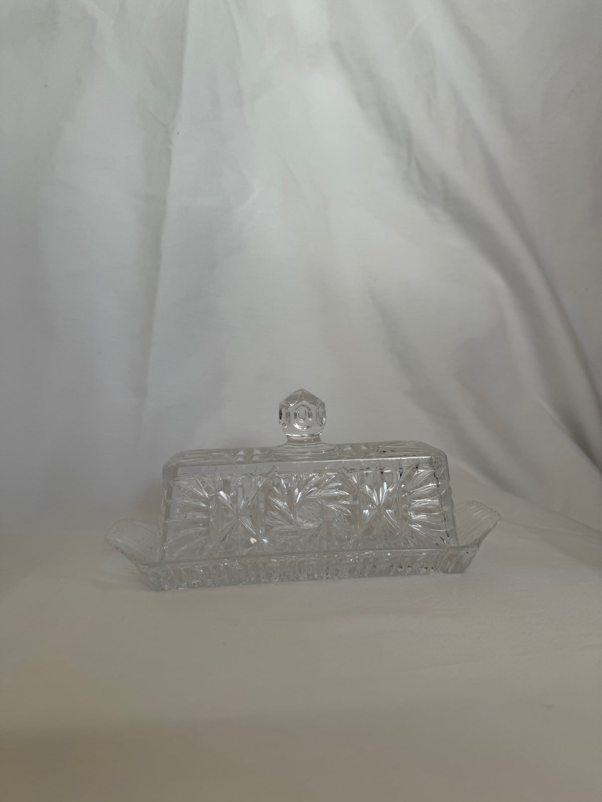 Pinwheel Cut Crystal Covered Butter Dish