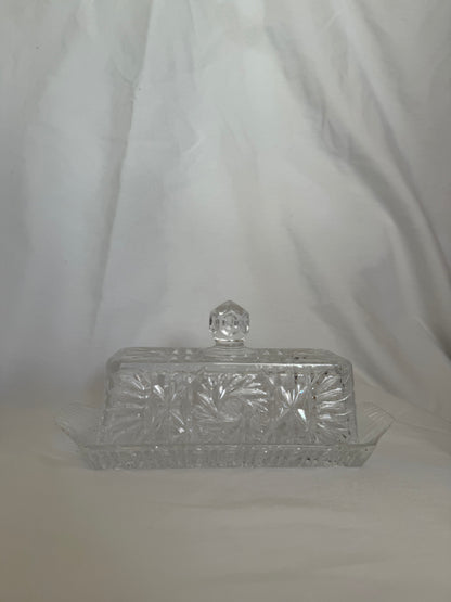 Pinwheel Cut Crystal Covered Butter Dish