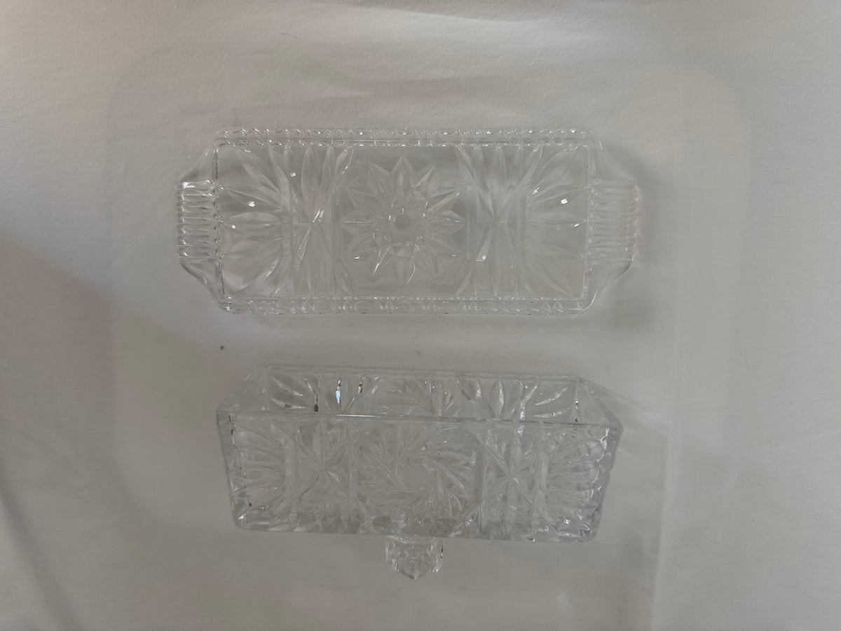 Pinwheel Cut Crystal Covered Butter Dish