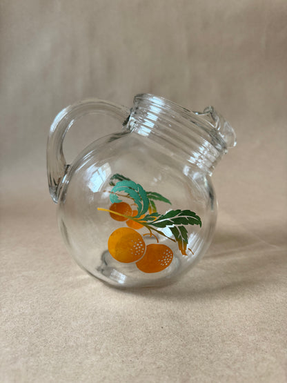 Vintage Citrus Fruit Glass Pitcher