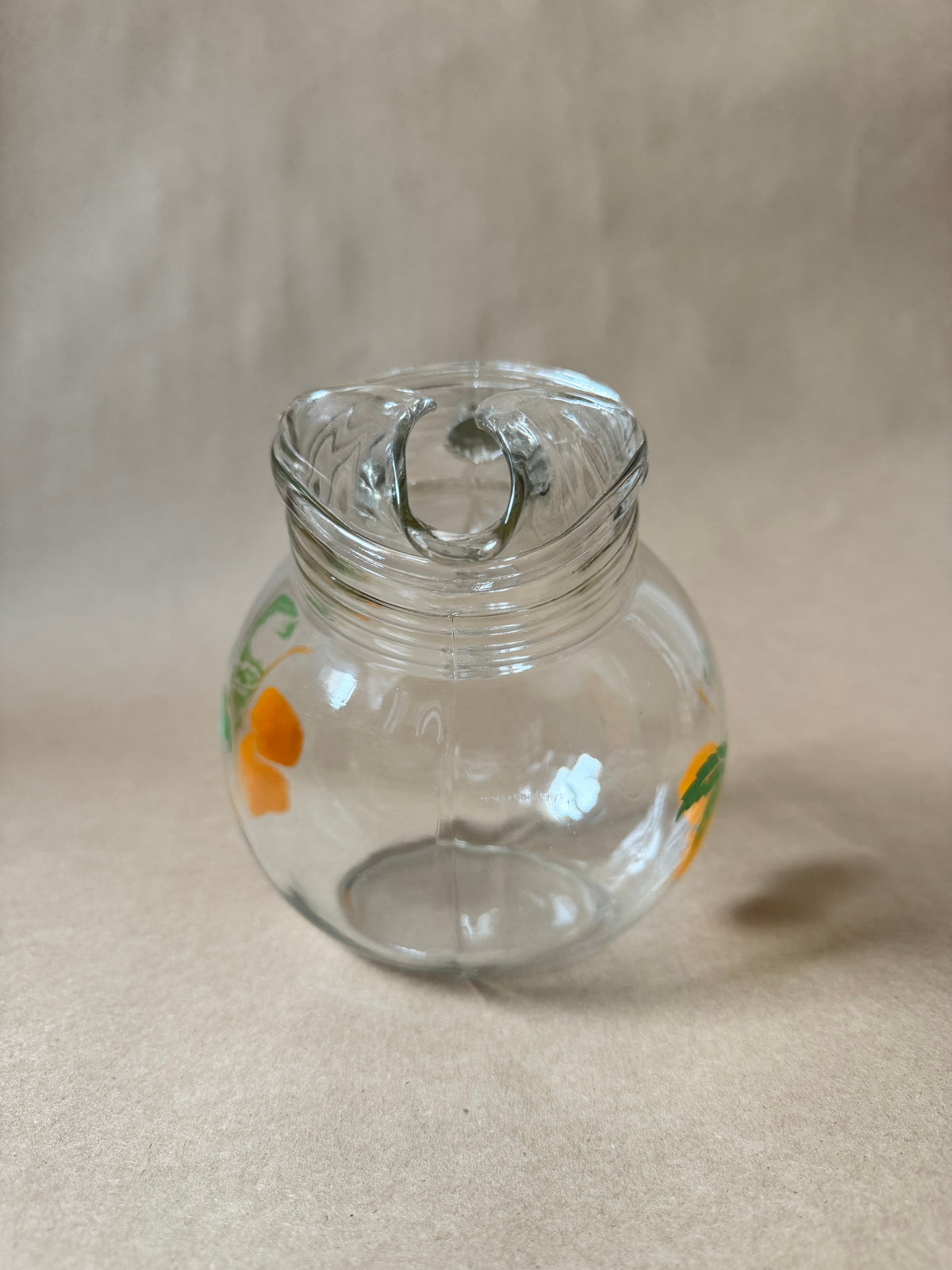 Vintage Citrus Fruit Glass Pitcher