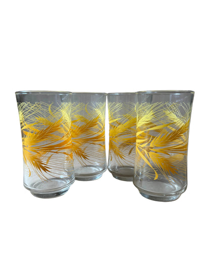 Set of 4 Vintage Wheat-Pattern Tumblers