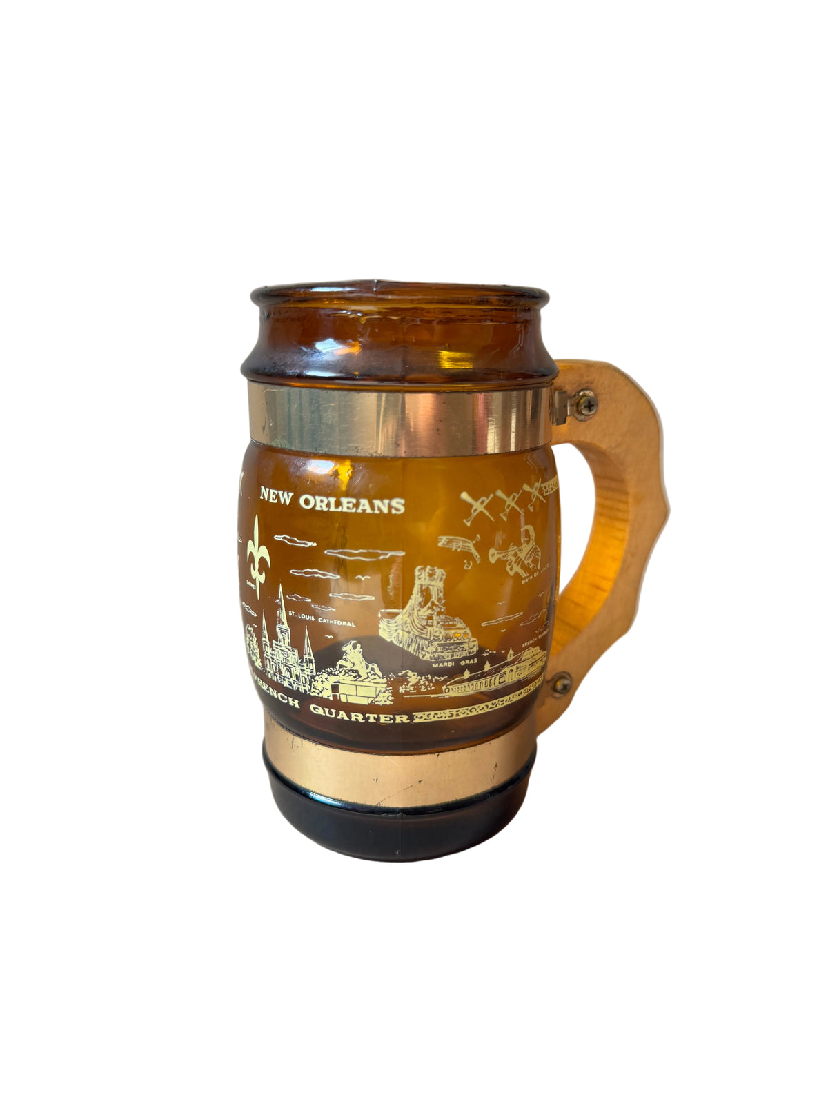 Vintage New Orleans Souvenir Amber Glass Mug