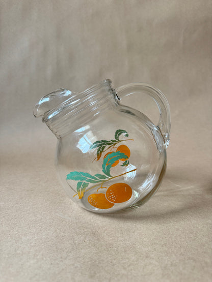 Vintage Citrus Fruit Glass Pitcher