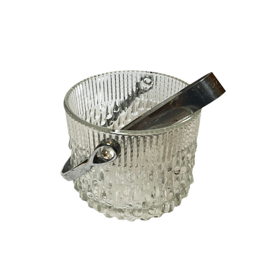 French Cystal Cut Glass Mini Ice Bucket & Tongs