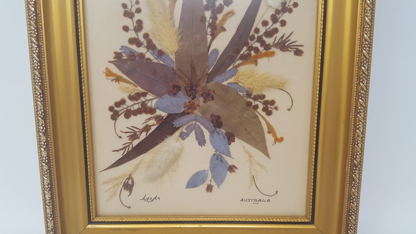 Vintage Australian Art Framed Pressed Flowers
