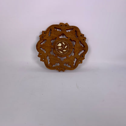 Vintage Carved Wooden Trivet