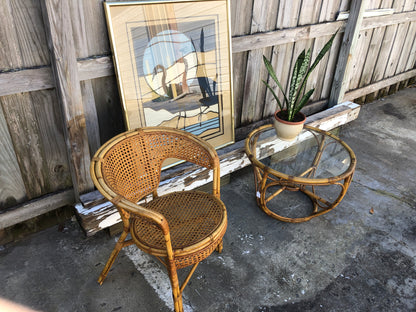 Four Strand Round Rattan Coffee Table