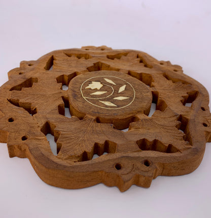 Vintage Carved Wooden Trivet