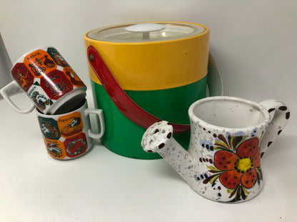 Vintage Speckled Watering Can Planter