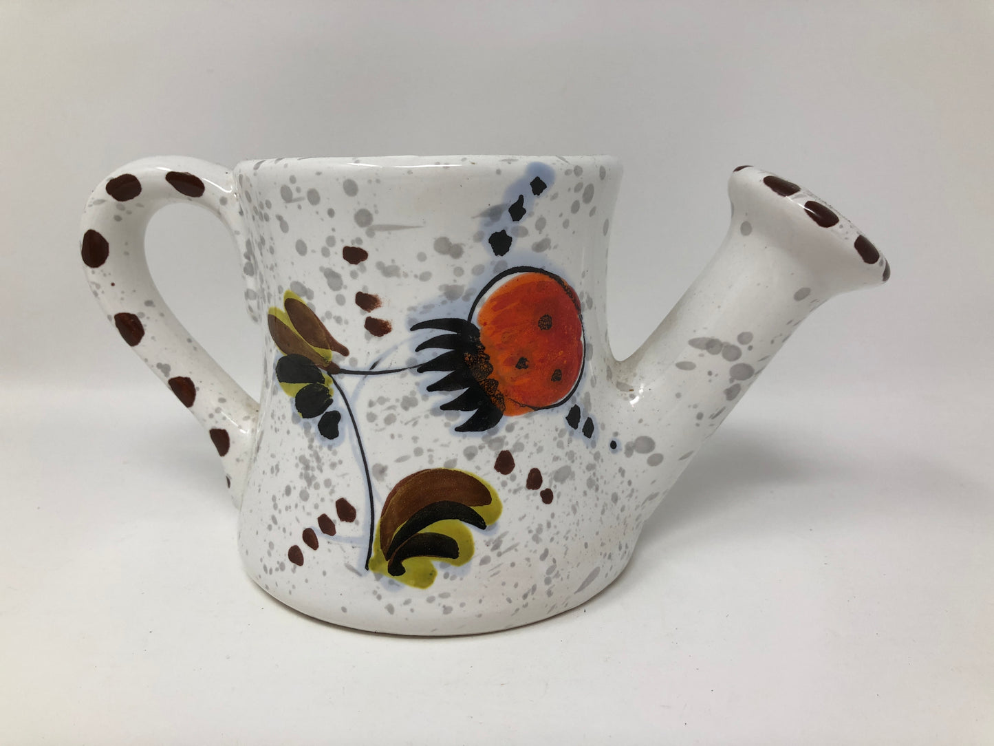 Vintage Speckled Watering Can Planter