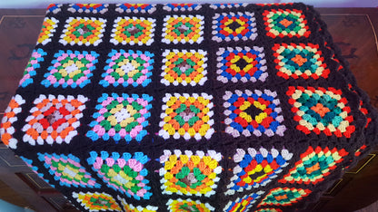Handmade Granny Square 5x6 Crocheted Blanket