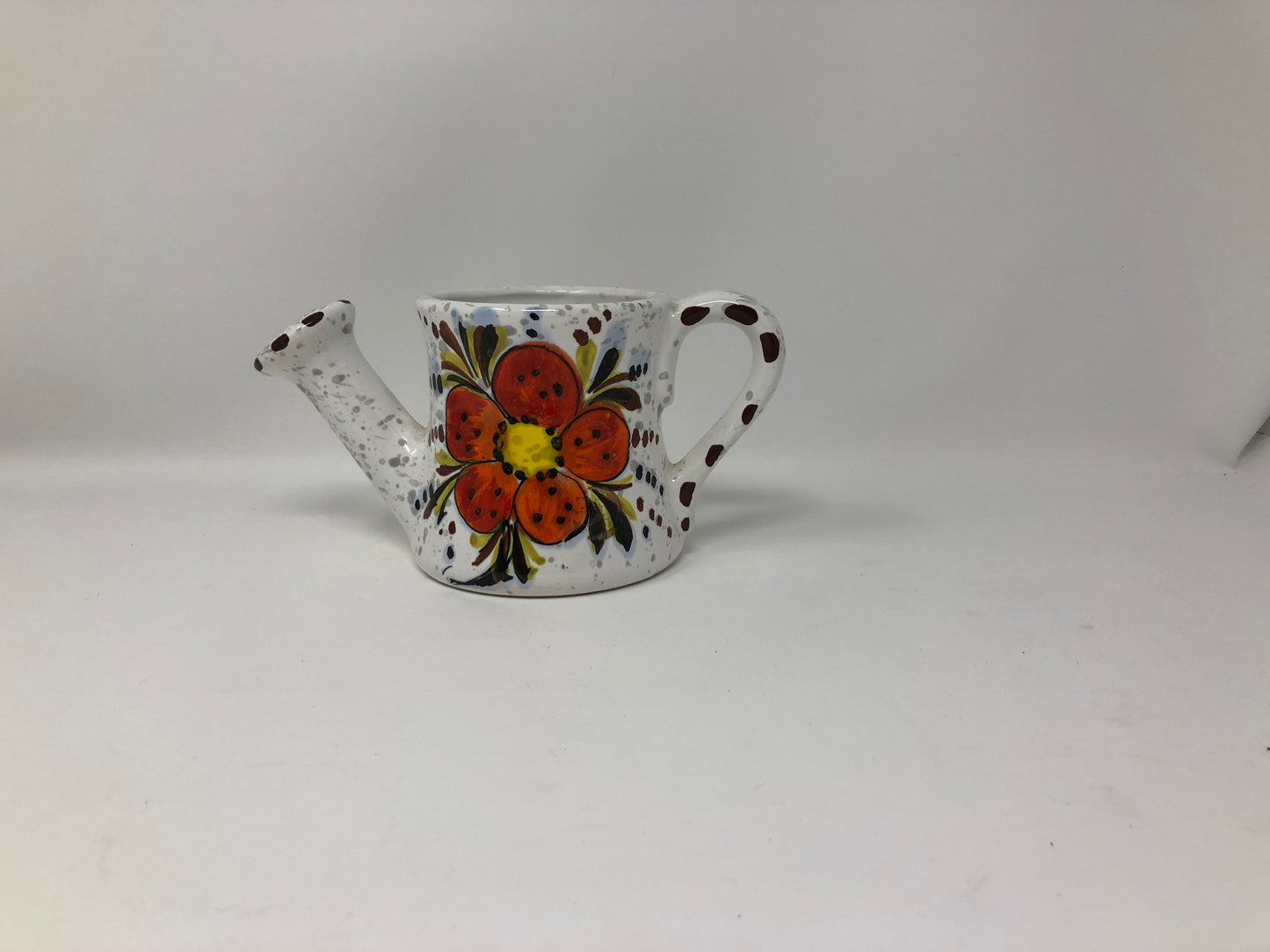 Vintage Speckled Watering Can Planter