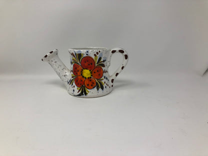Vintage Speckled Watering Can Planter
