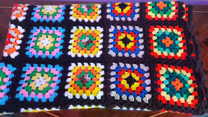 Handmade Granny Square 5x6 Crocheted Blanket