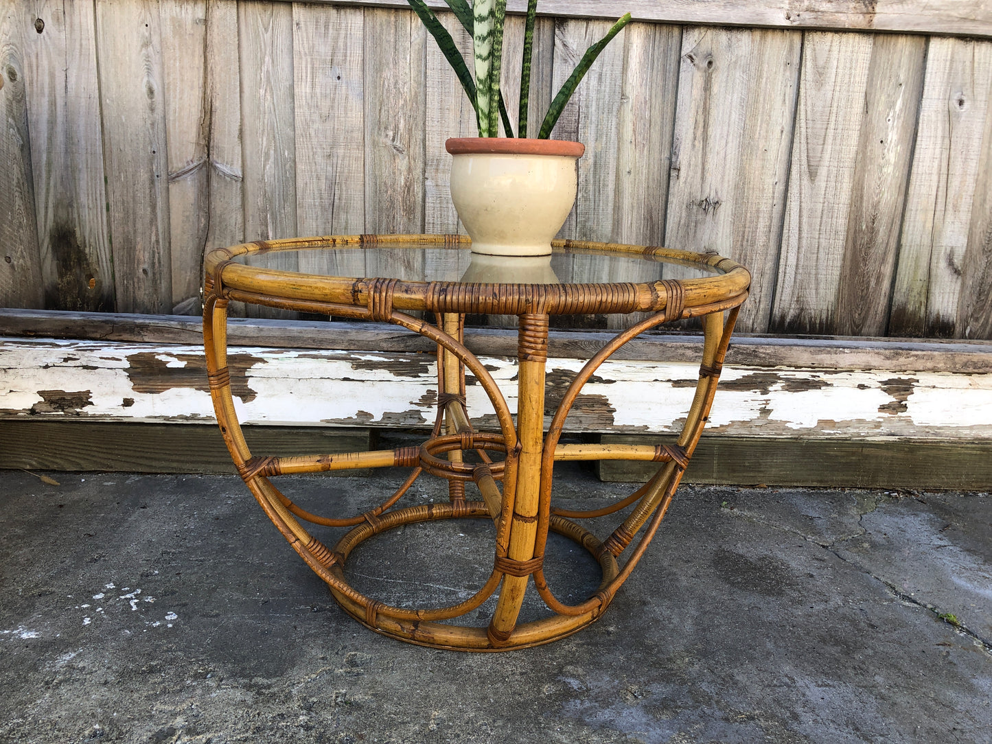 Four Strand Round Rattan Coffee Table