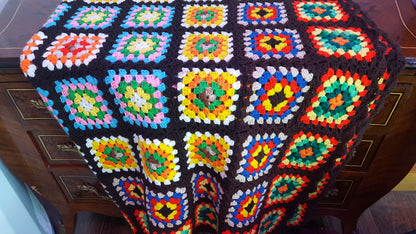Handmade Granny Square 5x6 Crocheted Blanket