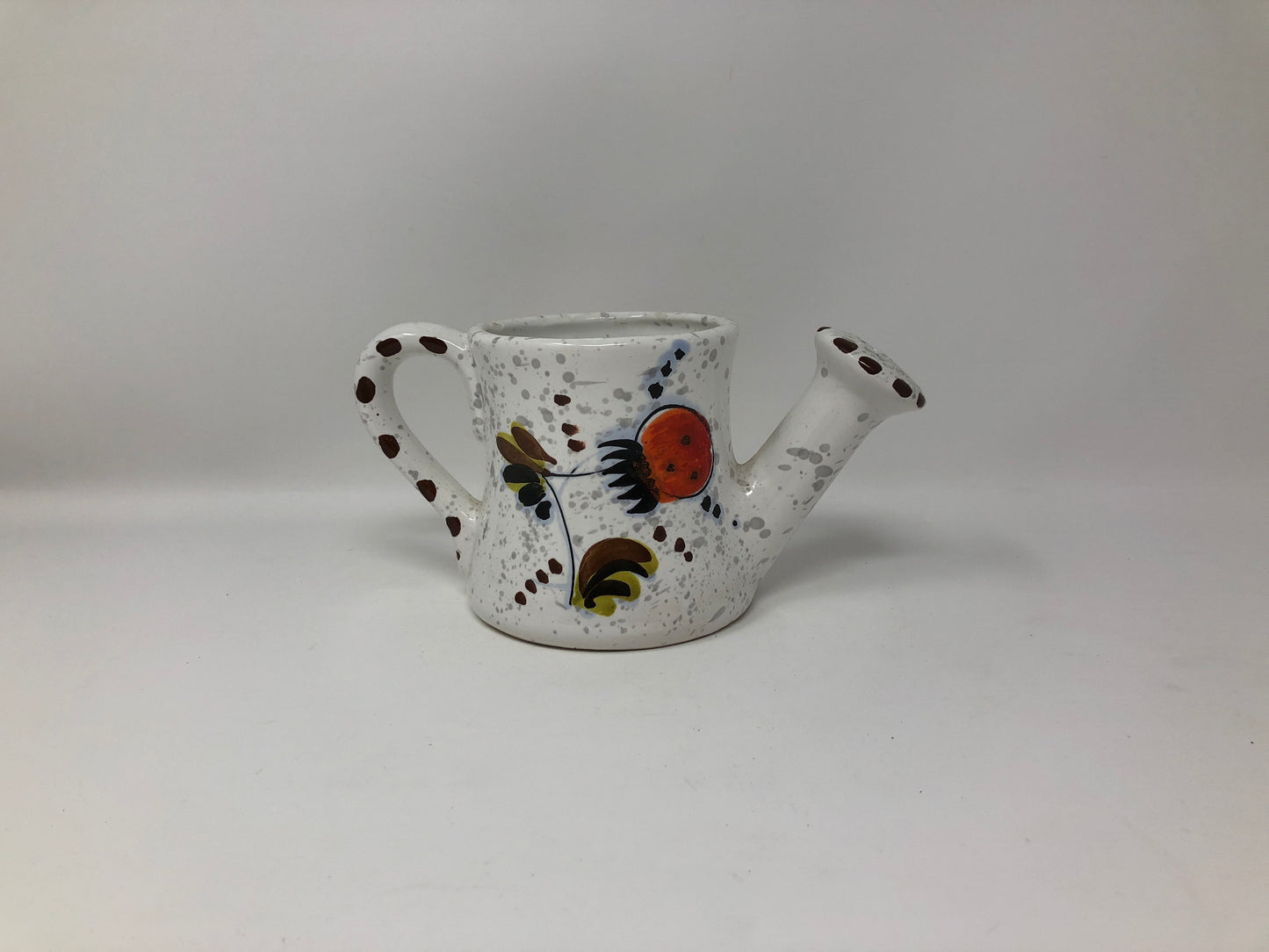 Vintage Speckled Watering Can Planter